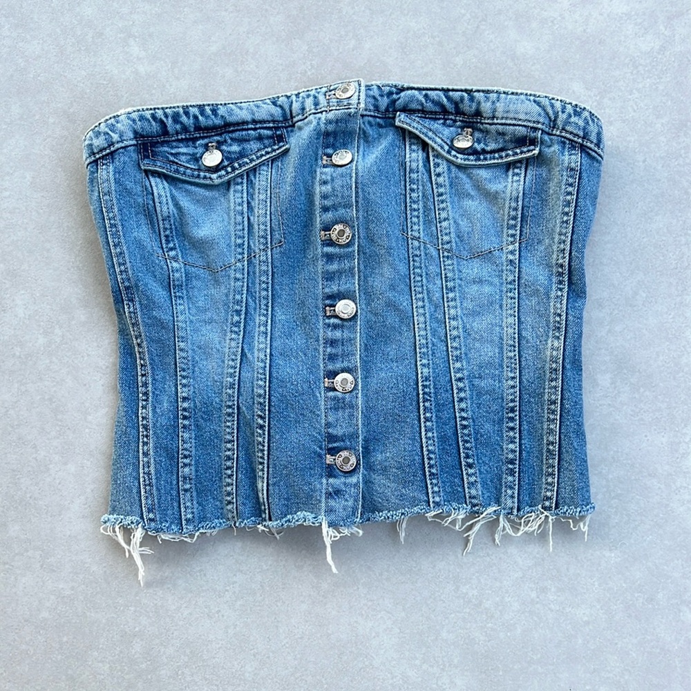 Denim Button Down Corset Top